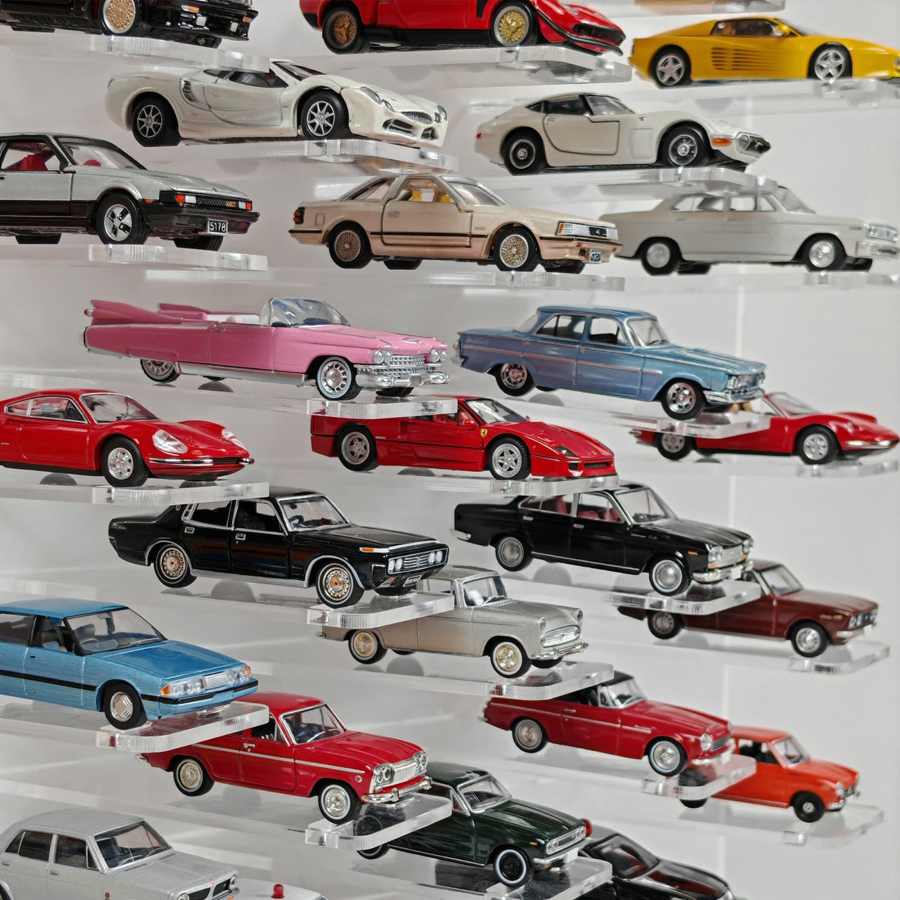 Premium 1:64 Diecast Cars Display Case for 38 Cars & Six Haulers, Hot Wheels, Tomica, Matchbox, Siku