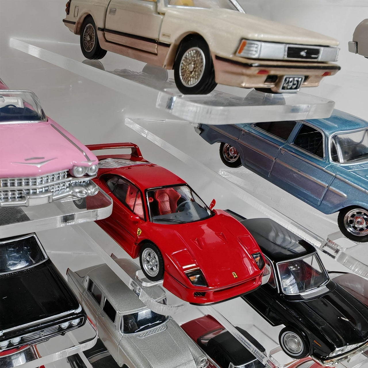 Premium 1:64 Diecast Cars Display Case for 38 Cars & Six Haulers, Hot Wheels, Tomica, Matchbox, Siku