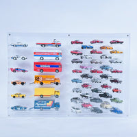 Premium 1:64 Diecast Cars Display Case for 38 Cars & Six Haulers, Hot Wheels, Tomica, Matchbox, Siku