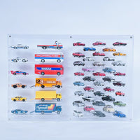Premium 1:64 Diecast Cars Display Case for 38 Cars & Six Haulers, Hot Wheels, Tomica, Matchbox, Siku