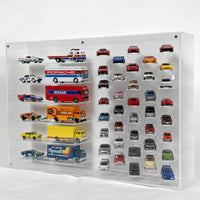 Premium 1:64 Diecast Cars Display Case for 38 Cars & Six Haulers, Hot Wheels, Tomica, Matchbox, Siku