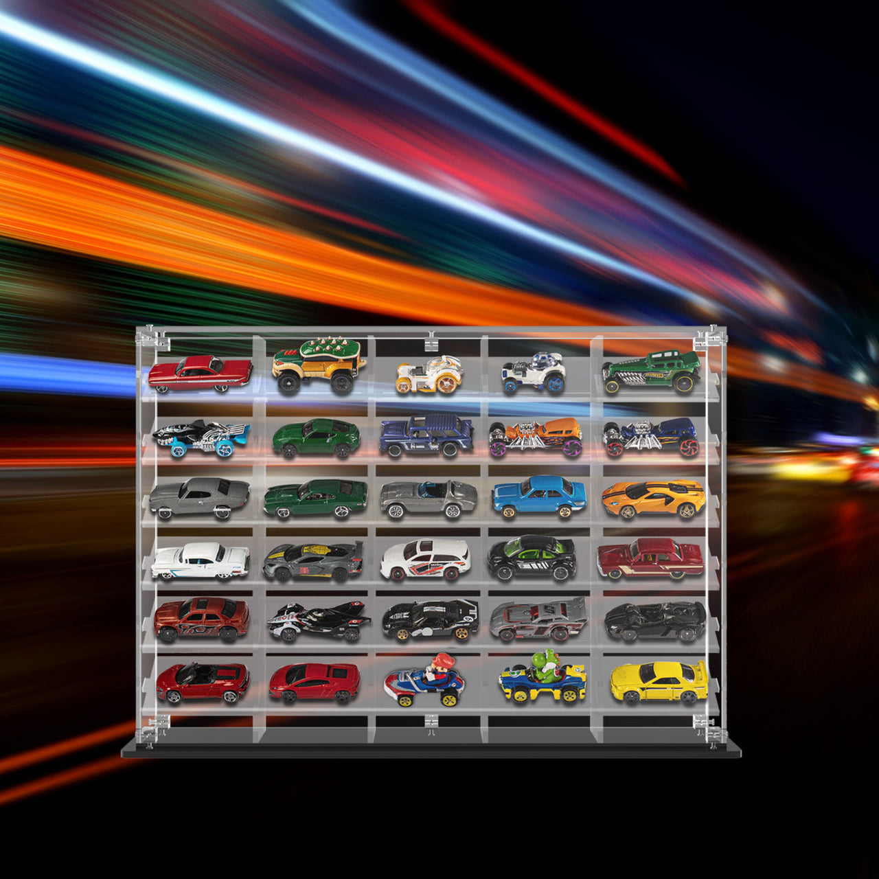 Premium Horizontal Display Case for 1:64 Scale Diecast Cars, Hot Wheels, Tomica, Matchbox, Siku
