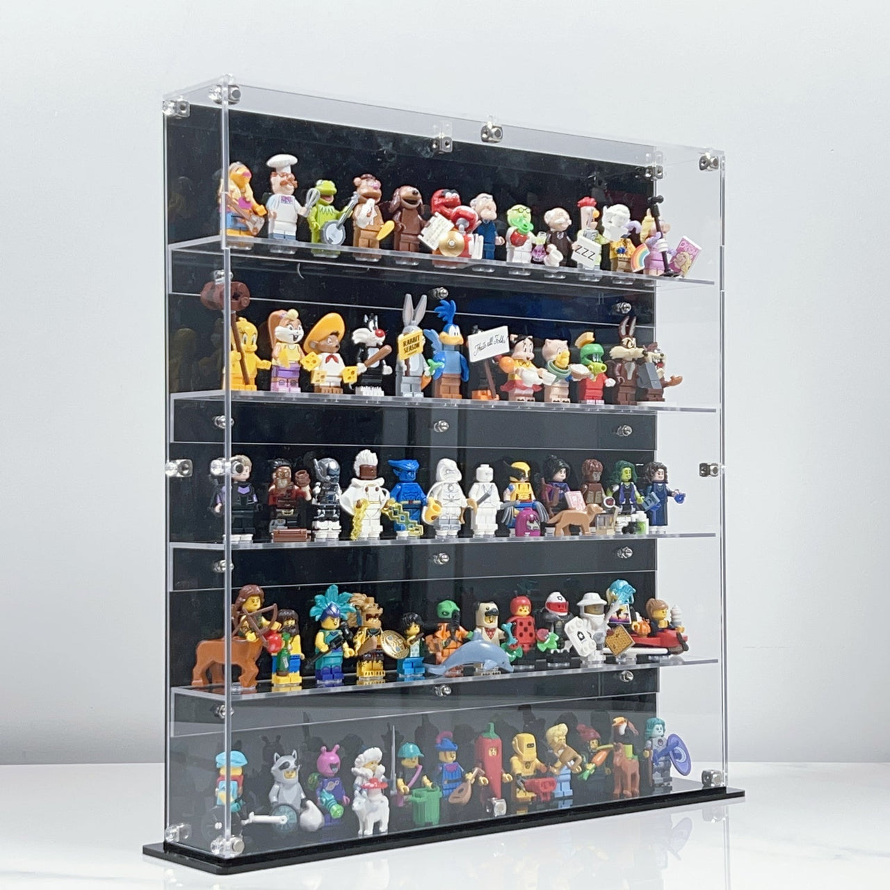 Premium 5-Tier Wall Mounted Display Cases for Lego Minifigures - 12 Minifigures Wide