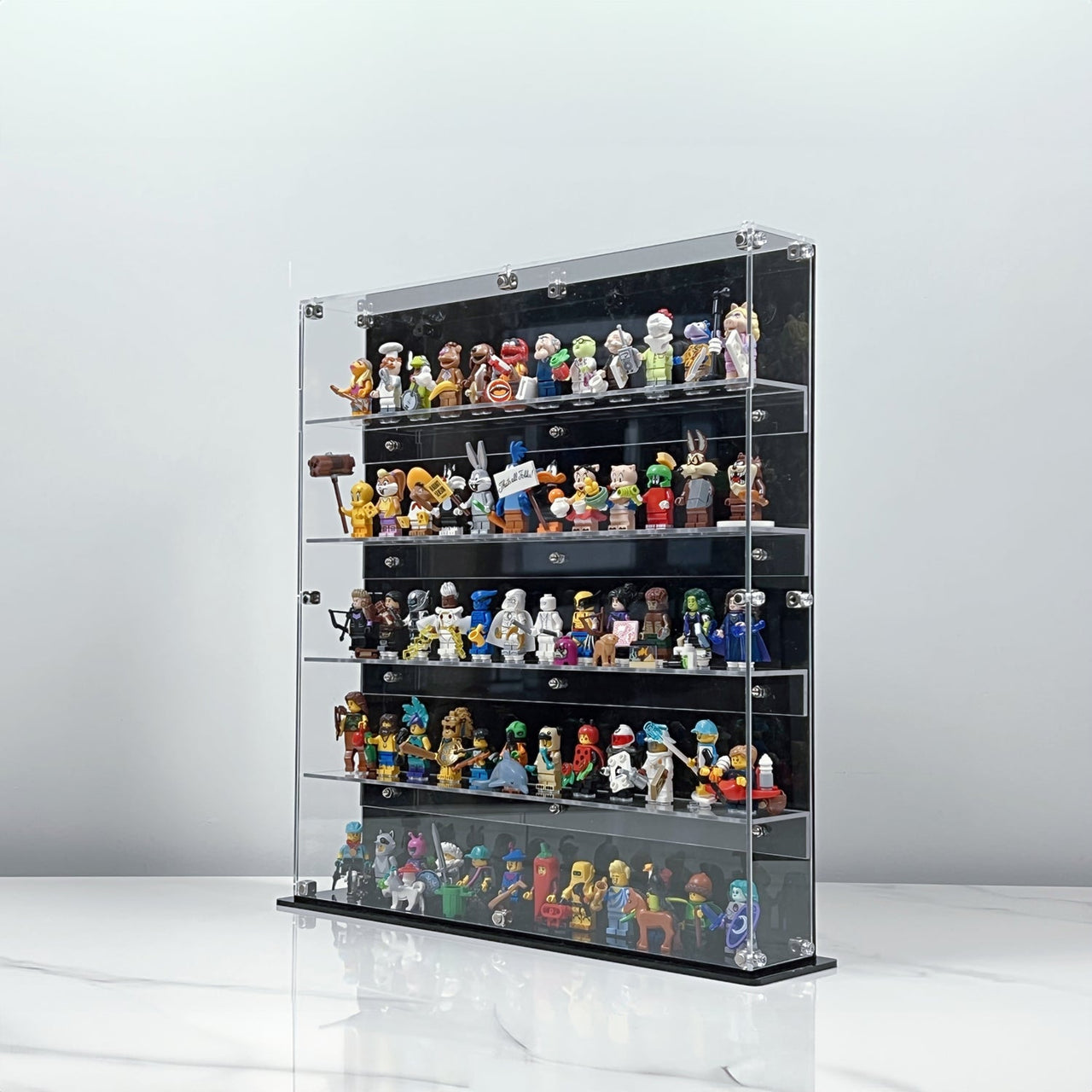 Premium 5-Tier Wall Mounted Display Cases for Lego Minifigures - 12 Minifigures Wide