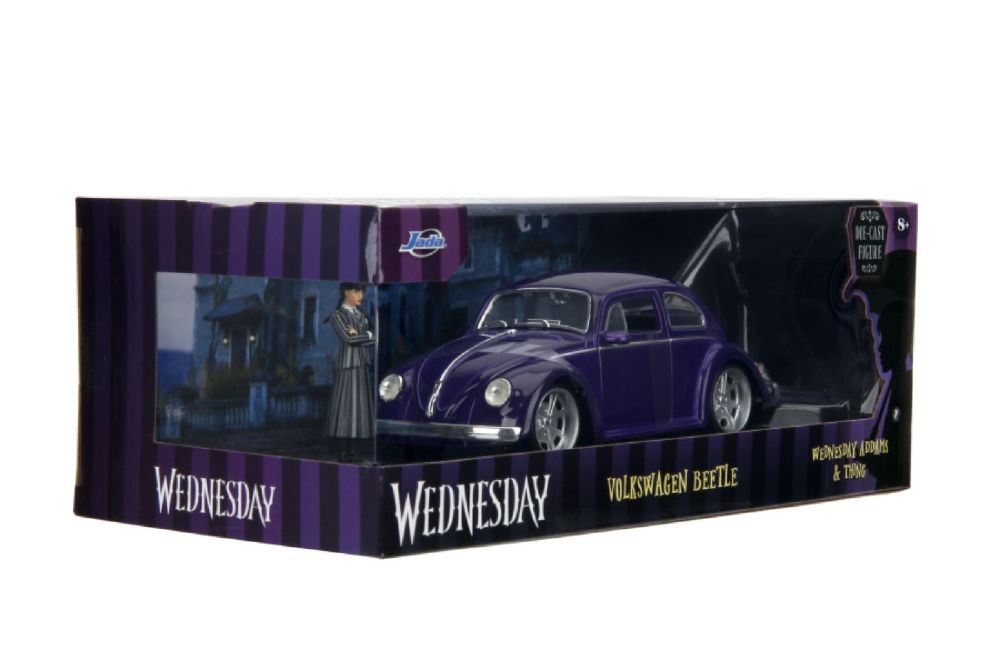 Jada Toys Wednesday VW Beetle 1:24 Diecast with Figure