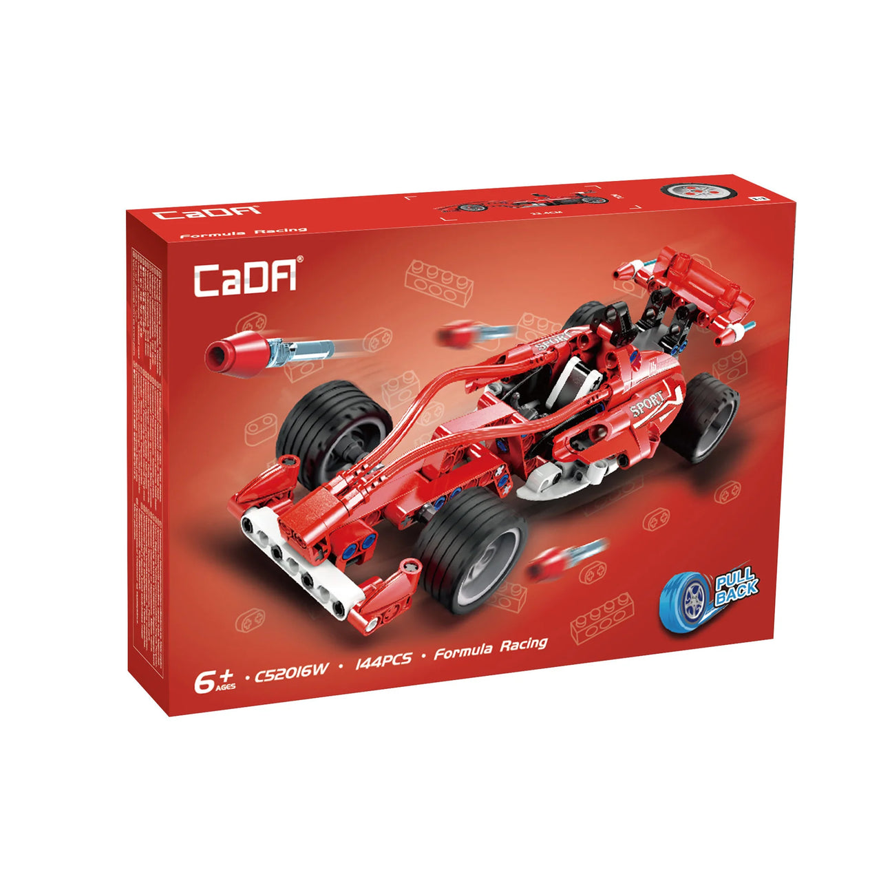 CaDA Pull-Back Formula Racing Car | 144-Piece Building Set