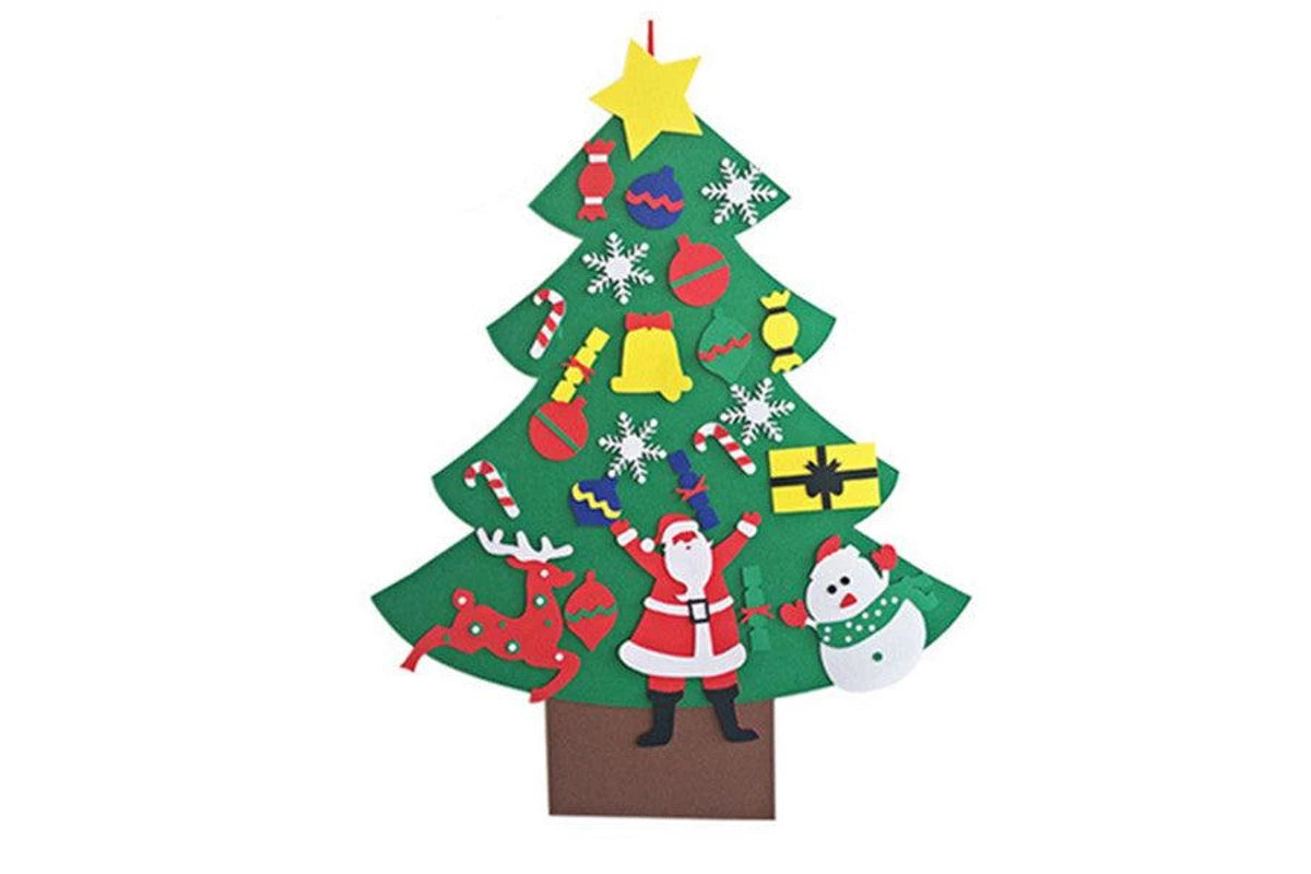 DIY Felt Christmas Tree Set with Removable Ornaments for Kids
