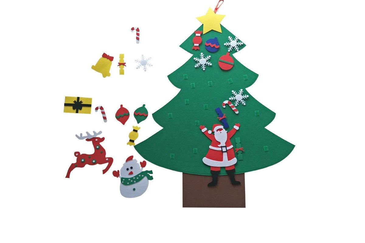 DIY Felt Christmas Tree Set with Removable Ornaments for Kids