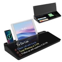 Glass Desktop Whiteboard Desk Organizer with Storage, Marker & Eraser - Black