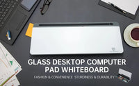 Glass Desktop Whiteboard Desk Organizer with Storage, Marker & Eraser - White