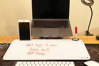 Glass Desktop Whiteboard Desk Organizer with Storage, Marker & Eraser - White