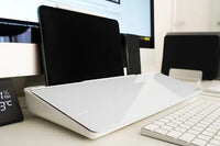 Glass Desktop Whiteboard Desk Organizer with Storage, Marker & Eraser - White