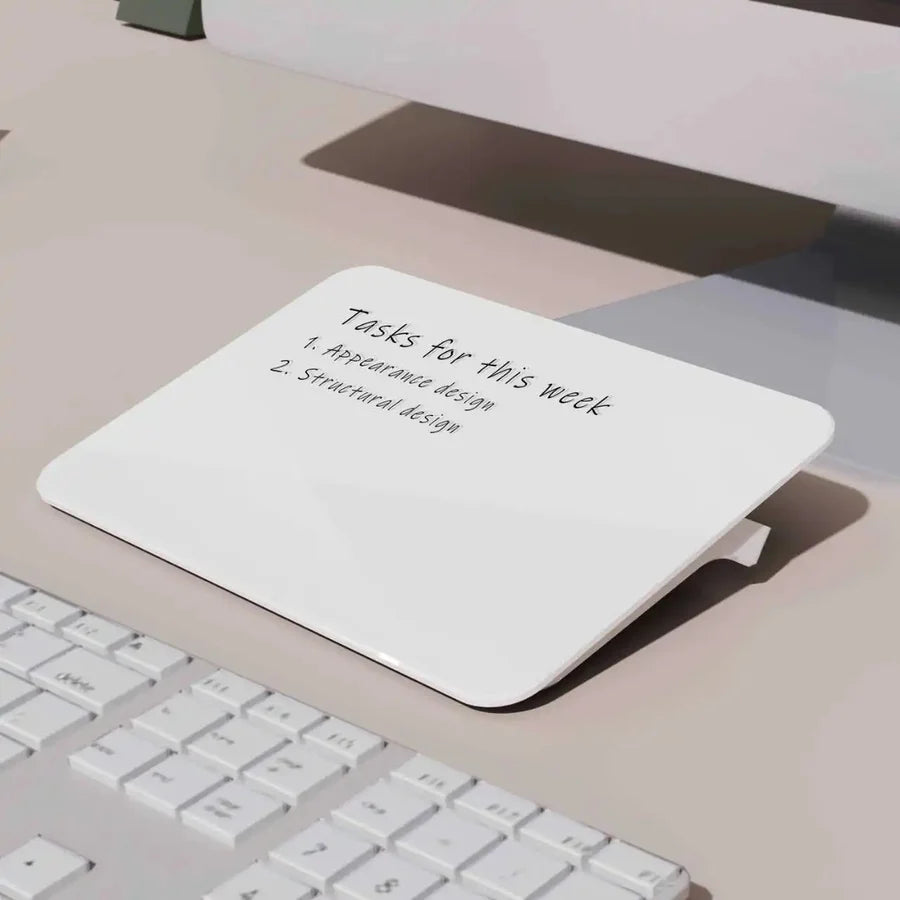 Mini Glass Desktop Whiteboard with a Marker & Eraser - White
