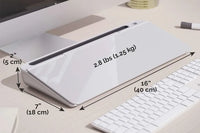 Glass Desktop Whiteboard Desk Organizer with Storage, Marker & Eraser - White