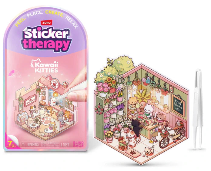 ZURU Sticker Therapy Kawaii Kitties Set | Peel & Place Sticker Craft